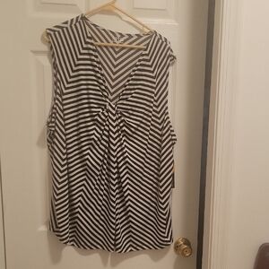 Black and White Striped Women's Top